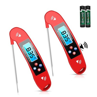 New 2 pcs Red Digital Talking Thermometer for The Blind, Waterproof Instant Read