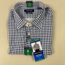 Nautica Men's Performance Slim Fit Dress Shirt XL 17-17.5 32-33 Blue 1738968 NWT