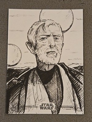 2017 Star Wars A New Hope : B&W ''OBI-WAN KENOBI'' Sketch by MARSHA PARKINS 