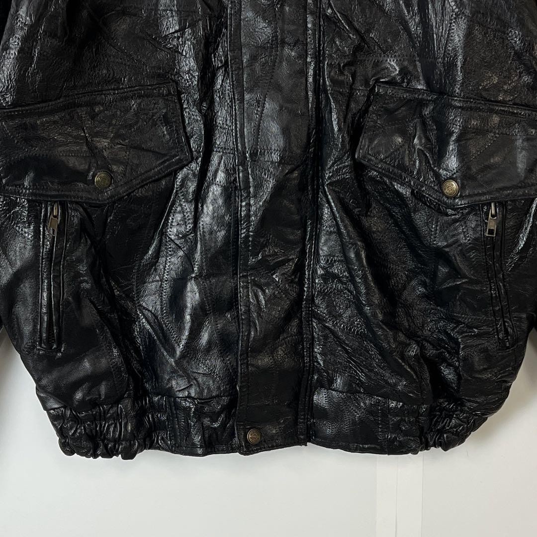 Vintage Leather Jacket Patchwork Flight B-Zone Us… - image 3