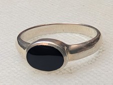 Vintage NF Chapal 925 Sterling Silver Black Onyx Ring Thailand Size 7 2.29g