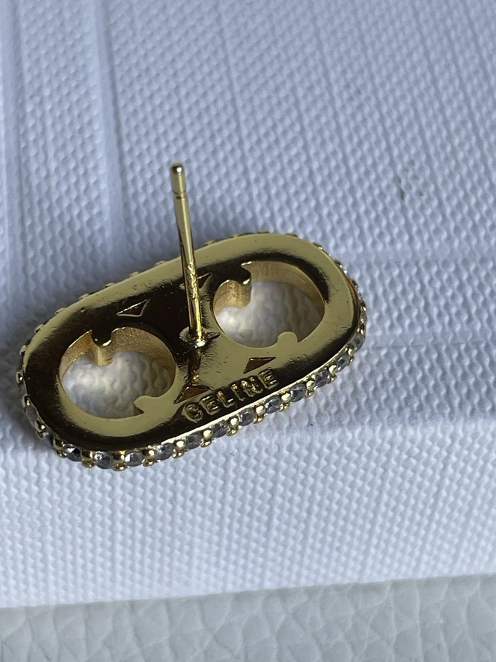 Celine Gold Logo Earrings Unisex All Season. The Squirrel Card Included - Image 3 of 4