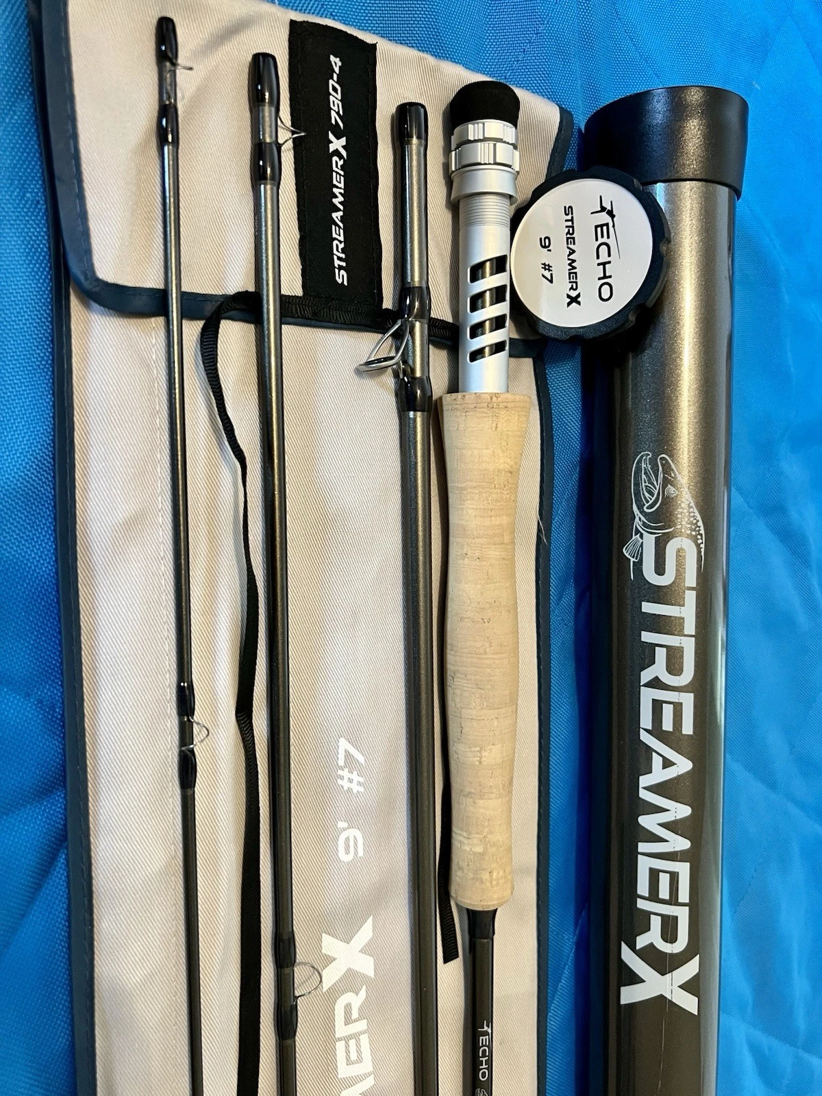 ECHO STREAMER X KELLY GALLOUP 790-4 9' #7 7WT FLY ROD - MINT COND USED ONCE