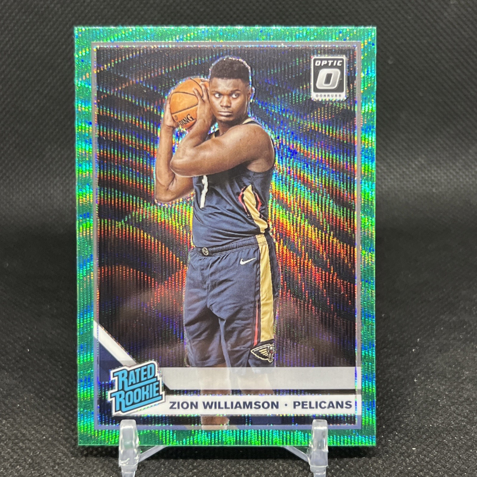 2019-20 Donruss Optic Fanatics ZION WILLIAMSON Green Wave Prizm RC #158