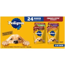 Pedigree Choice Cuts In Gravy Adult Soft Wet Dog Food Variety Pack, (24 Pack)