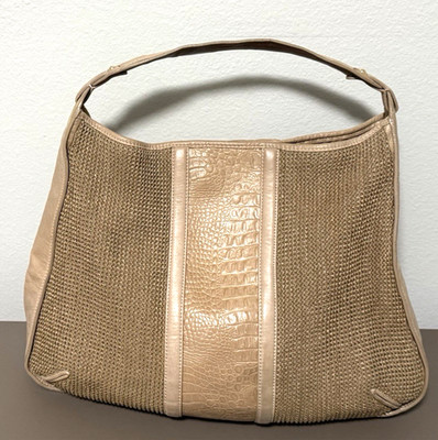 Talbots Satchel Snakeskin and Knit Shoulder Handbag purse 