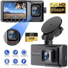 1080P Car Dash Camera Video DVR Recorder Front&Inside Night Vision Dual Cam