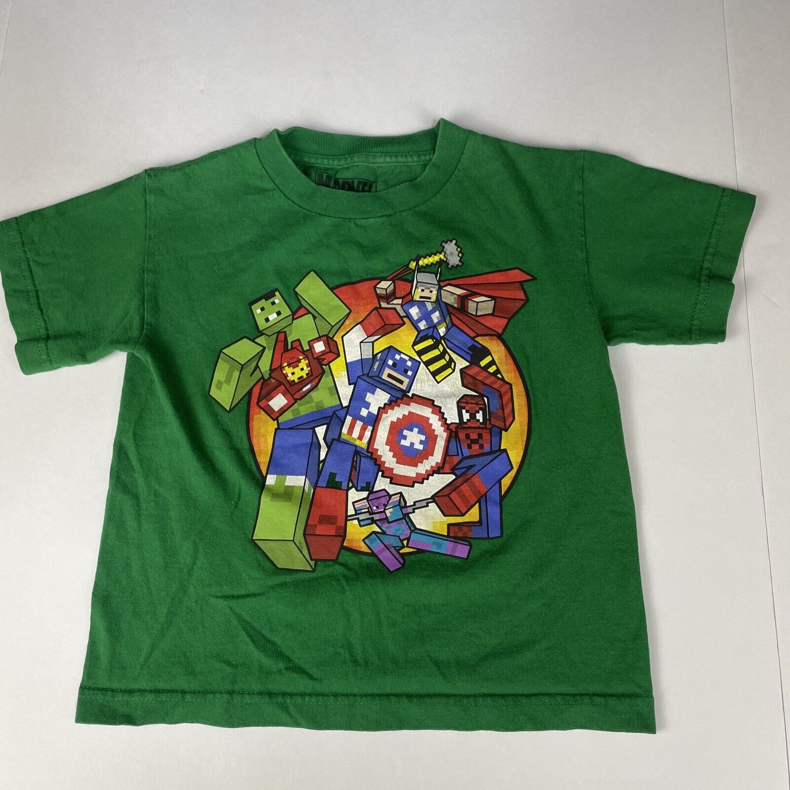 Boys Marvel Mad Engine short sleeve green T-shirt size Small 6-7