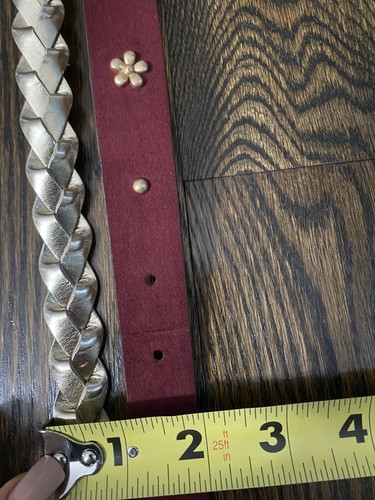 The Children's Place Lot of 2 Belts Youth Girls Size M/L Wine Red Braided Gold - Picture 5 of 6