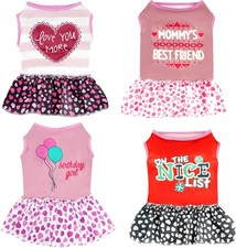 Affordable 4 Pack Adorable Girl Puppy Printed Doggy Clothes for Small Dogs