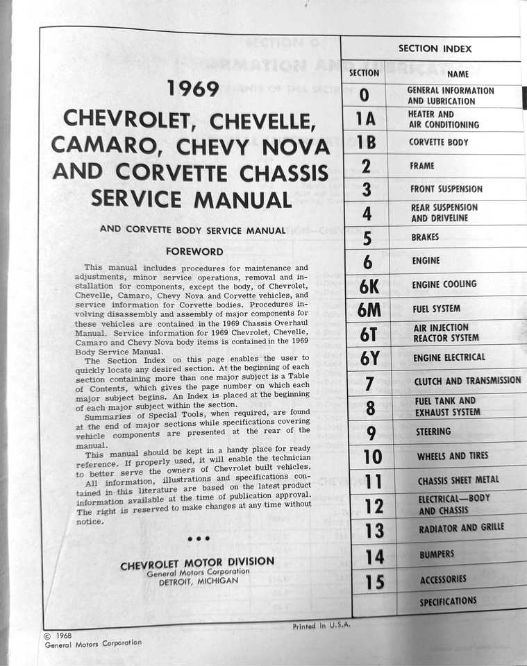 1969 Chevy CD Tienda Manual Bel Aire Impala Nova Camaro Chevelle El Corvette - Imagen 2 de 3