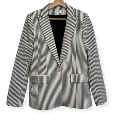 Evereve Striped One Button Notched Collar Blazer Women Medium Career Preppy