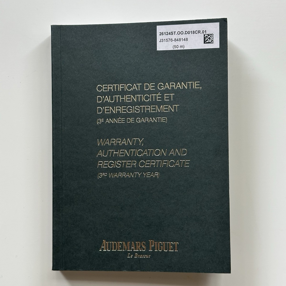 Booklet Audemars Piguet - Certificat De Garantie Et D'authenticité, Occasion