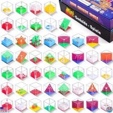 48-Piece Mini Maze Puzzle Cube Set - 3D Brain Teasers & Fidget IQ Challenge