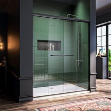 ELEGANT Double Sliding Shower Door 60" W x 72" H Semi-Frameless 1/4 in. Glass