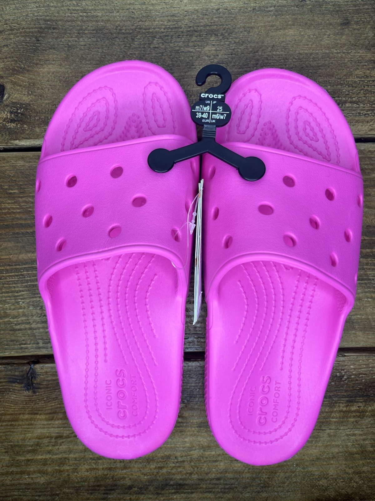 Crocs Classic Women's Slide NEW PINK Cushion Comfort Sole Size 9  206121-NO BOX
