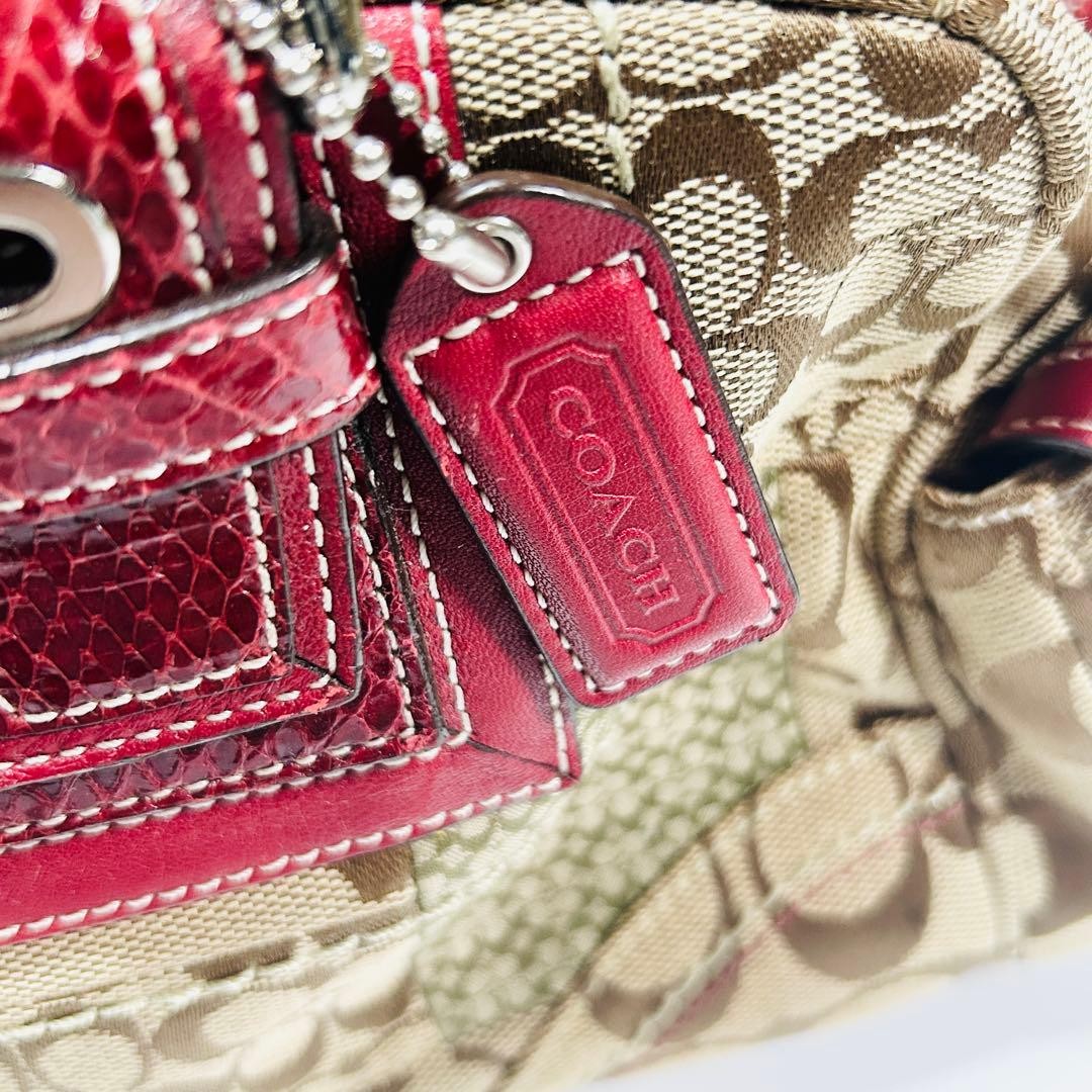 COACH Signature Patchwork Python Mini Boston Bag … - image 8