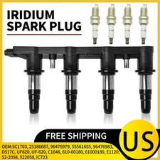 For Chevrolet Cruze Sonic Aveo5 Pontiac G3 Ignition Coil UF620 & 4pcs Spark Plug