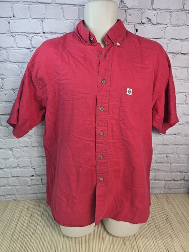 Vintage 80s Gitano M Short Sleeve Button Up Red Shirt Retro Casual Solid 90s  - Picture 1 of 20