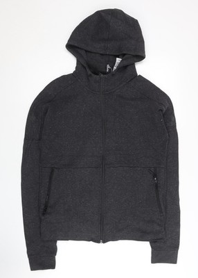 Adidas Damen-Hoodie schwarz durchgehender Reißverschluss Größe 14 UK Baumwollmischung