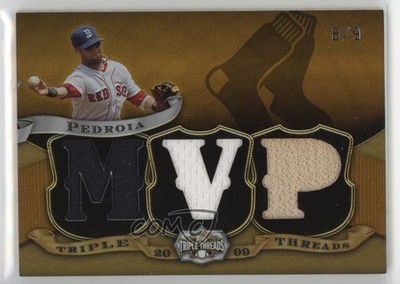 2009 Topps Triple Threads Relics Gold 8/9 Dustin Pedroia #TTR-34 8u9