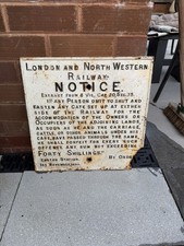 Old Cast Iron North Western Railway Sign From 1883 - 18inch x 18inch