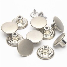 12 Sets Jean Tack Buttons Metal Replacement Kit, Matte Silver Silver