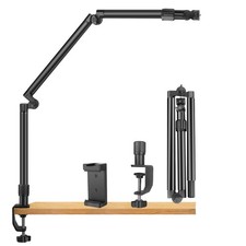 37" Overhead Camera Mount Desk Stand, 3-Section 360 Adjustable Articulating ...