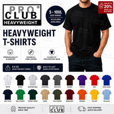 Pro Club Men's Heavyweight T-Shirt Crew Neck Plain Blank Short Sleeve Tee S-10XL