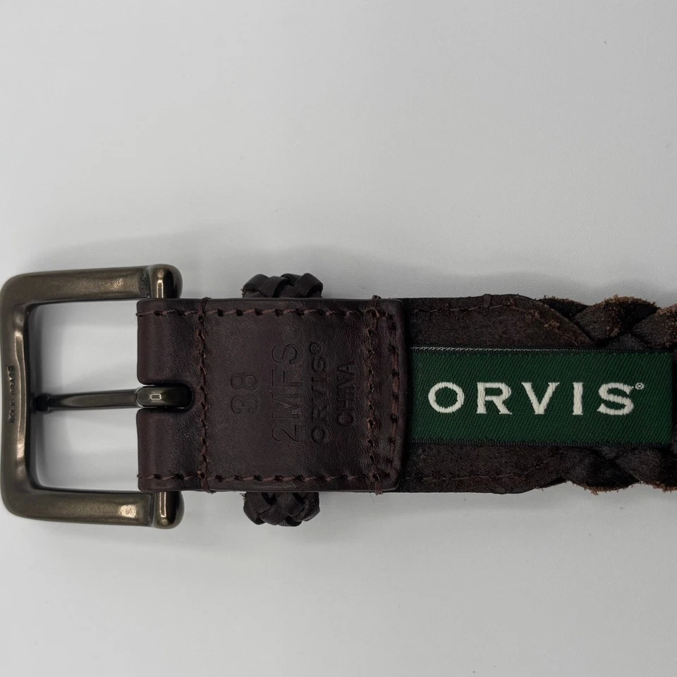 Cinturón de cuero trenzado Orvis para hombre 38 marrón oscuro patrimonio exterior informal Foto 3 de 4