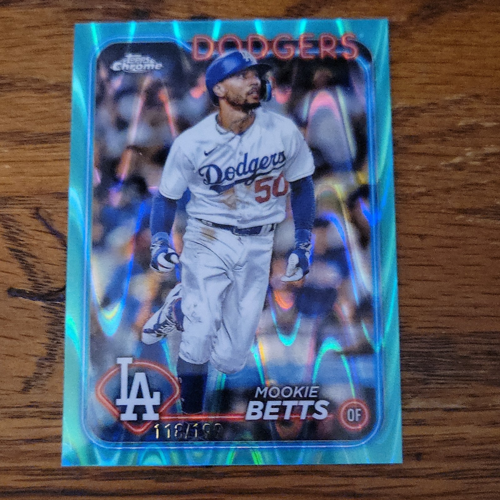 2024 Topps Chrome Mookie Betts #296 Aqua Lava Refractor Serial #/199 Dodgers