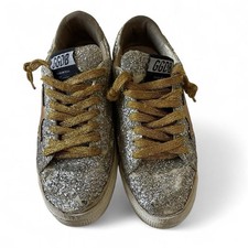 Golden Goose May Star Silver Glitter Sneakers Size 5