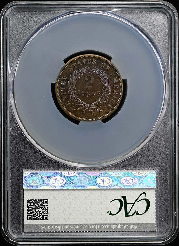 1871 2C Two Cent Piece CACG PR66BN CAC - Image 2 of 3