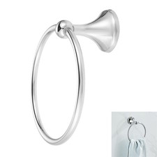 Polished Chrome Wall Mounted Towel Holder Ring Rack Bathroom Kitchen Organizer