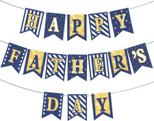 Happy Father'S Day Gold Banner Bunting Banner for Dad Father'S Party Decorations