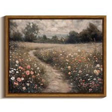 Framed Wall Art Decor for Living Room, Canvas Wall Art, Meadow with Flowers Pain