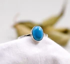 Solid 925 Sterling Silver Jewelry Slipping Beauty Turquoise Oval Silver Ring