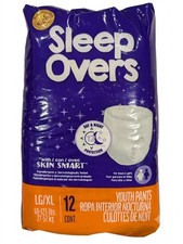 Sleep Overs Youth Pants Overnight Underwear Unisex LG/XL 60-125 lb 12ct White