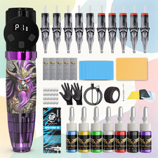GoldPlume Wireless Tattoo Pen Machine Kit 1500mAh Battery Digital Display Rotary