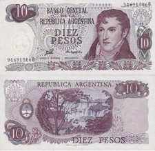 Argentina 10 Pesos ND 1976 P 300 UNC FOXING