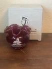 Vnt. Fenton Ruby Red Small Ruffled Rose Vase Hand Painted & Signed Vase has box