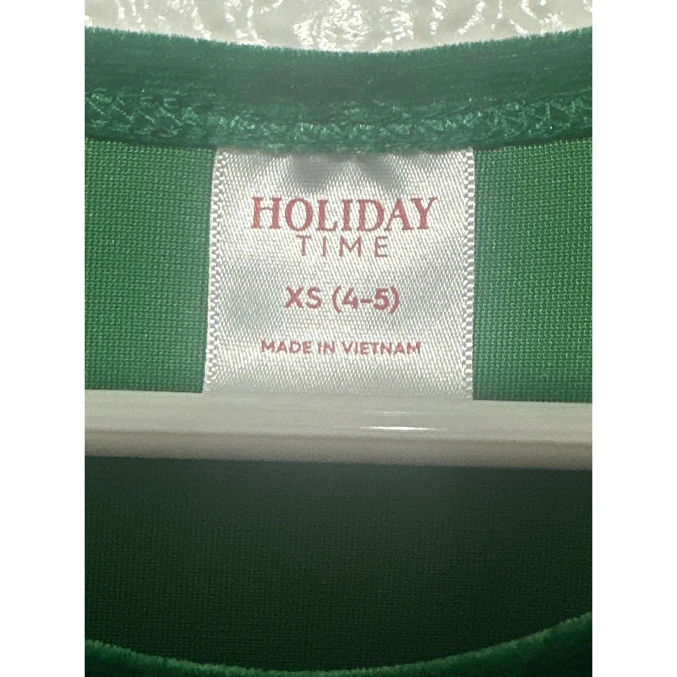 Праздник время девочек зеленый бархат меха отделки платье Рождественский наряд XS 4/5 - Изображение 3 из 4