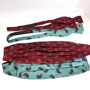 Lot Of 4 Silk Paisley Bow Ties Cummerbunds Mens One Size Formal USA Classic