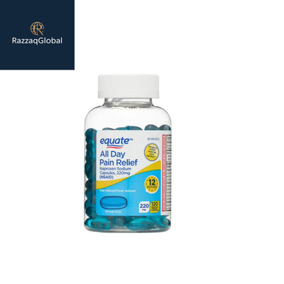Equate All Day Pain Relief Naproxen Sodium Liquid Gels, 220 mg, 120 Ct