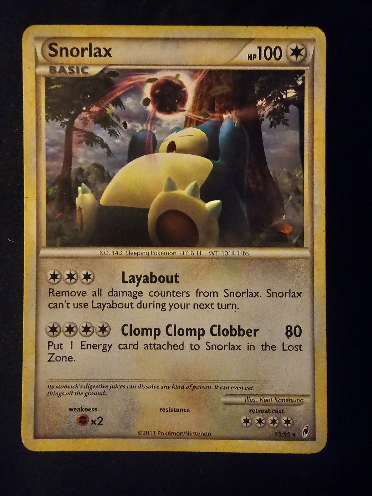 Pokemon TCG Snorlax 2011 Call of Legends Regular Card 33/95 NM-LP Condition