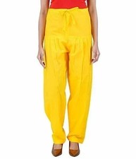 Women's Cotton Yellow Patiala Women Free Size Regular Fit Salwar Pants Regular