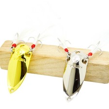 5X Simulated wide-mouth fish bug feather double-hook sequined fake fishing bait