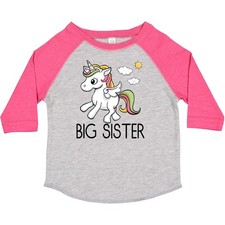 Inktastic Big Sister Unicorn Toddler T-Shirt Sis Girl Reveal Announcement Girls