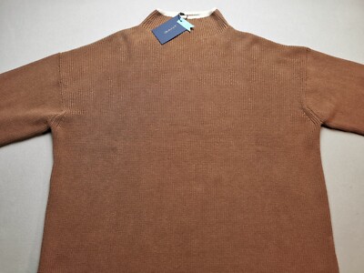 Gant Damengröße XS gerippter Pullover mit Stehkragen neu mit Etikett walnussbraun Baumwollmischung