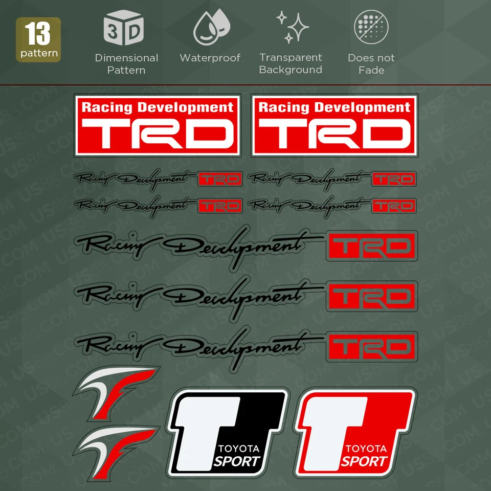 Para Toyota Coche Pegatina 3D Calcomanía Rayas Logo Decoración TRD Sport 13 Patrón Foto 3 de 3